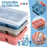 3 Pack Silicone Ice Cube Tray, Easy-Release Silicone Ice Moulds with Removeable Lids, Perfect for Chilled Drinks,Whiskey and Cocktail