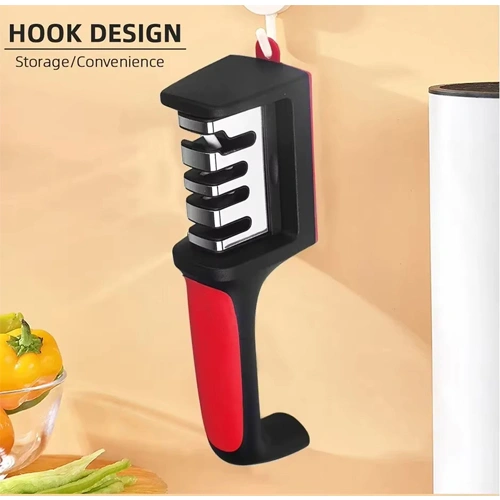 Enhance your kitchen efficiency with our handheld multifunctional knife sharpener. Featuring a 3-stage sharpening system and a non-slip base